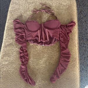 Ruffled Burgundy Off-Shoulder Top